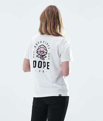 Camiseta Dope Regular Rose Mujer Blancas | ESSO3772