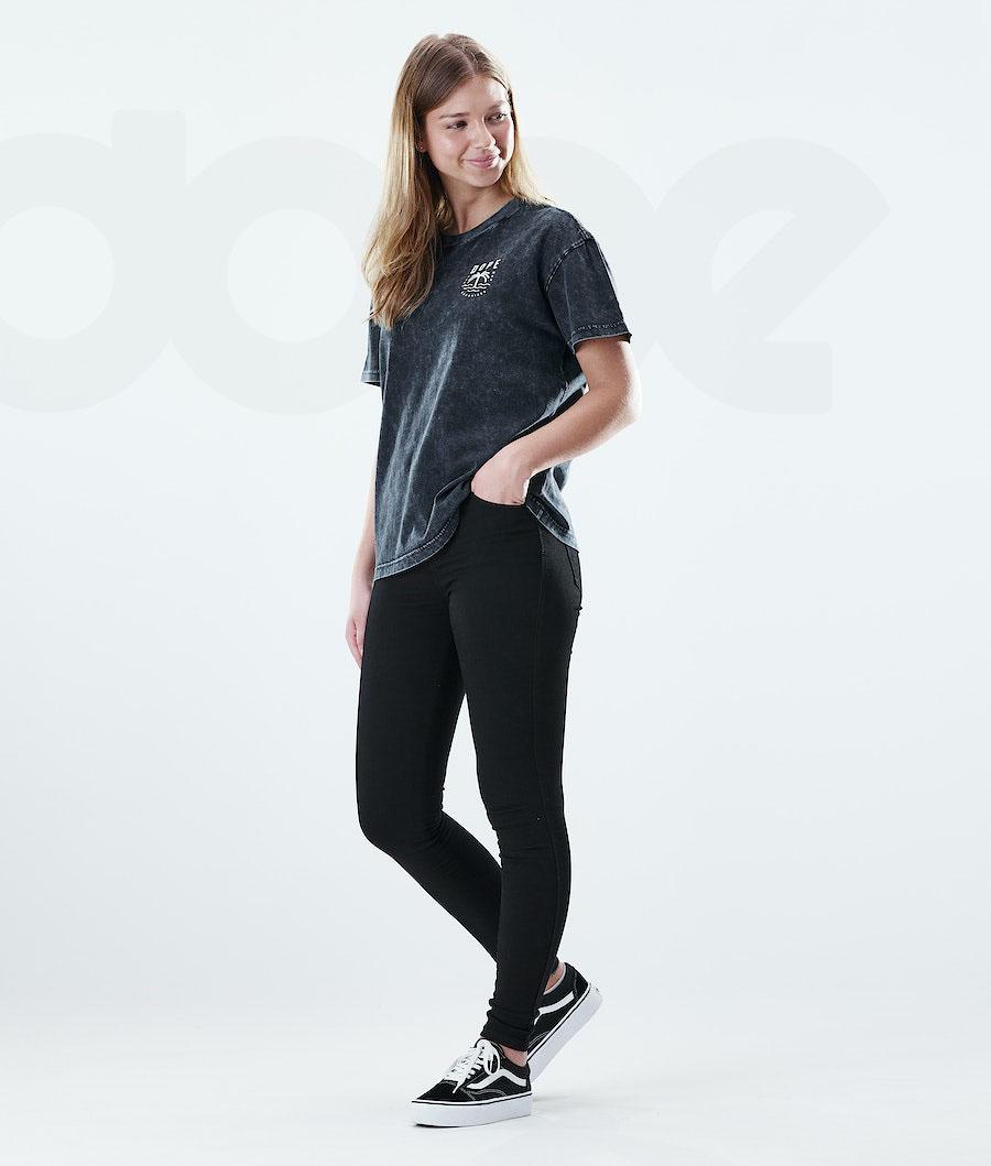 Camiseta Dope Regular Palm Bleached Mujer Negras | ESHK3767