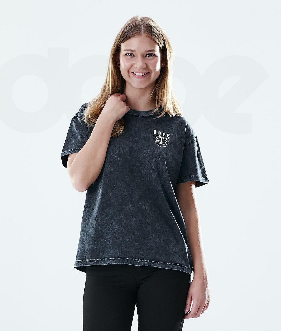 Camiseta Dope Regular Palm Bleached Mujer Negras | ESHK3767