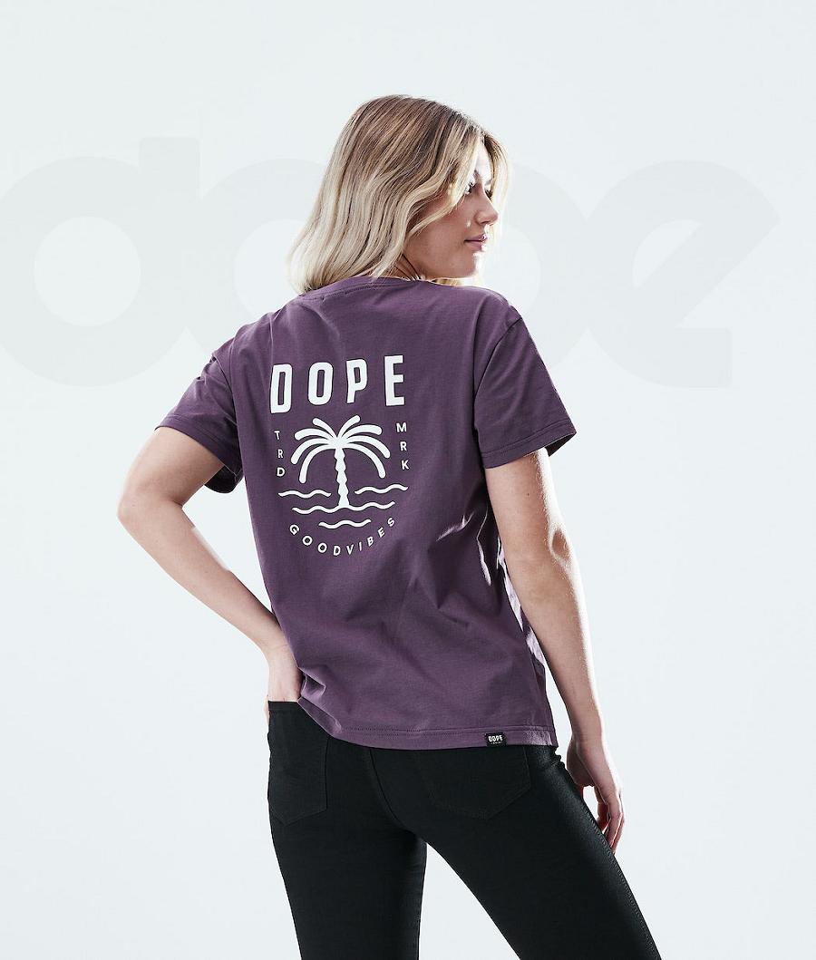 Camiseta Dope Regular Palm Mujer Moradas | ESKI3765