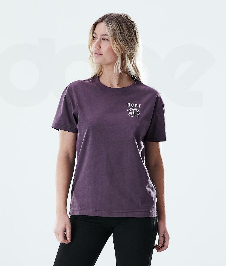 Camiseta Dope Regular Palm Mujer Moradas | ESKI3765