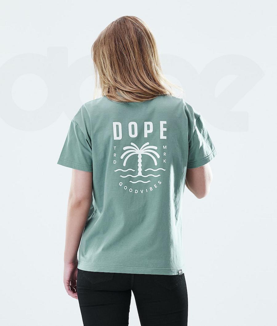 Camiseta Dope Regular Palm Mujer Verde | ESLH3764